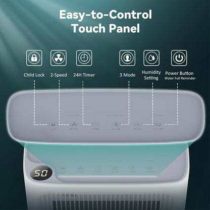 LEENON Dehumidifiers for Home 16L/Day Compressor Dehumidifier for Bedroom with Ultra-Quiet Sleep Mode Drying Clothes, Auto Off, 24H Timer, Continuous Drainage, Humidity Sensor, for Basement Home Damp