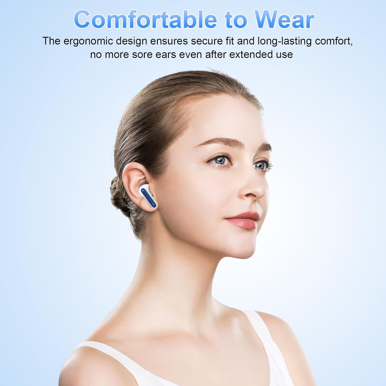 Wireless Earbuds, Bluetooth 5.3 Headphones in Ear with HiFi Stereo Deep Bass, 4 ENC Noise Cancelling Mic Wireless Earphones 40H Playtime, Bluetooth Earbuds Dual LED Display, IP7 Waterproof, Blue