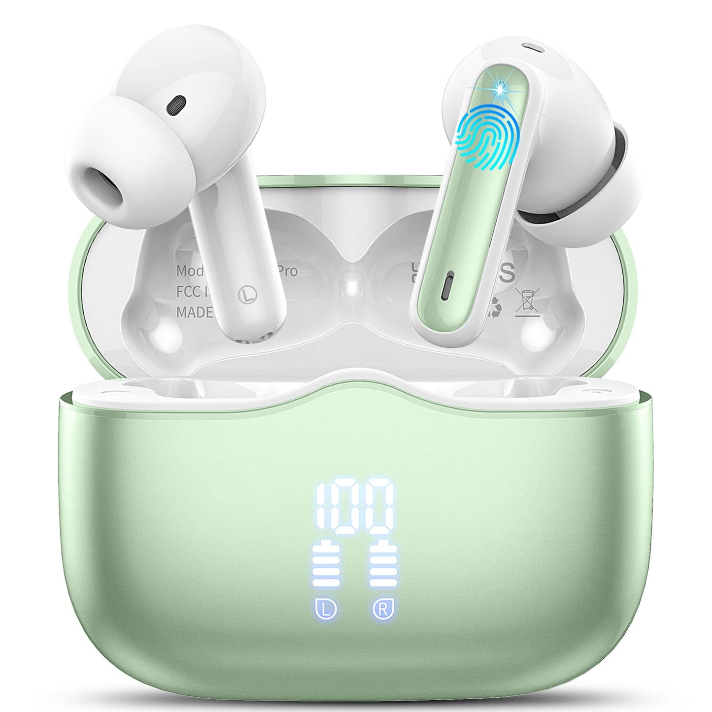 Wireless Earbuds, Bluetooth 5.3 Headphones in Ear with HiFi Stereo Deep Bass, 4 ENC Noise Cancelling Mic Wireless Earphones 40H Playtime, Bluetooth Earbuds Dual LED Display, IP7 Waterproof, USB-C