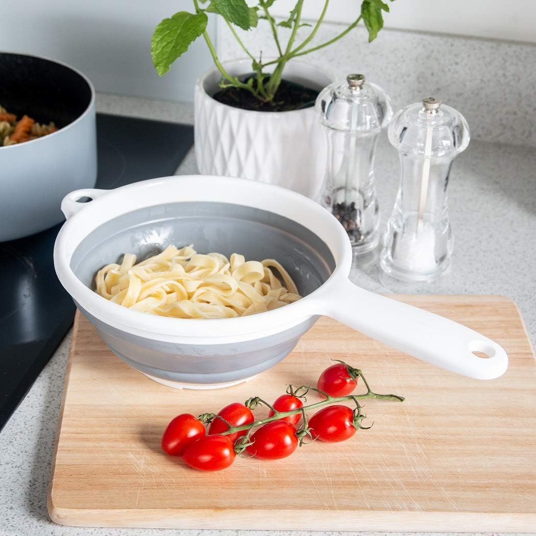 Addis 517522 "Pop & Store Collapsible Food Colander with Handle, White and Grey, 34 x 20 x 3 cm