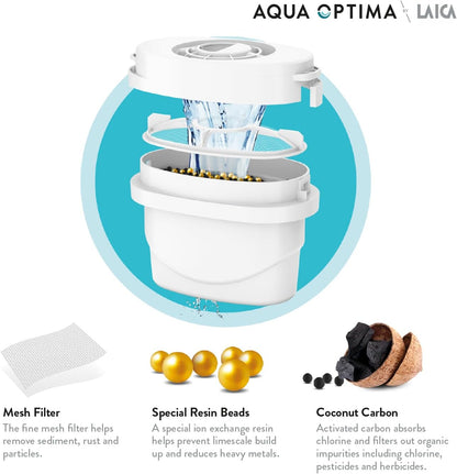 Aqua Optima Evolve+ Water Filter Cartridges, 3 Pack - Fits Brita Jugs & Alternative for Maxtra Filters - Reduces Limescale, Chlorine and Other Impurities - By Laica (Packaging May Vary)