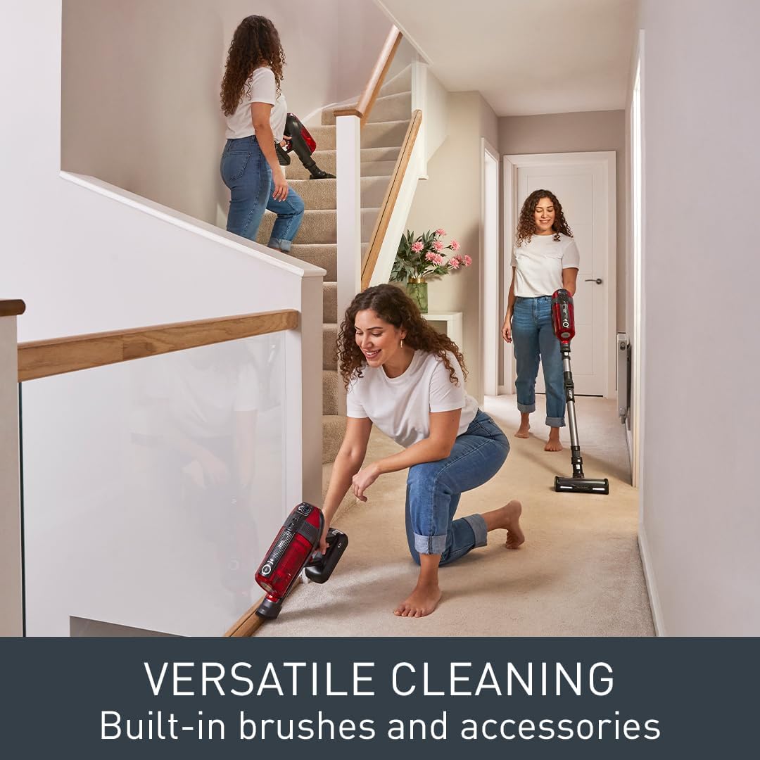 Tefal Cordless Stick Vacuum Cleaner X-Force 12.60 – 45 min Runtime, Handheld & Flexible Vacuum Cleaner, Car Tool, Red, TY98A1GO