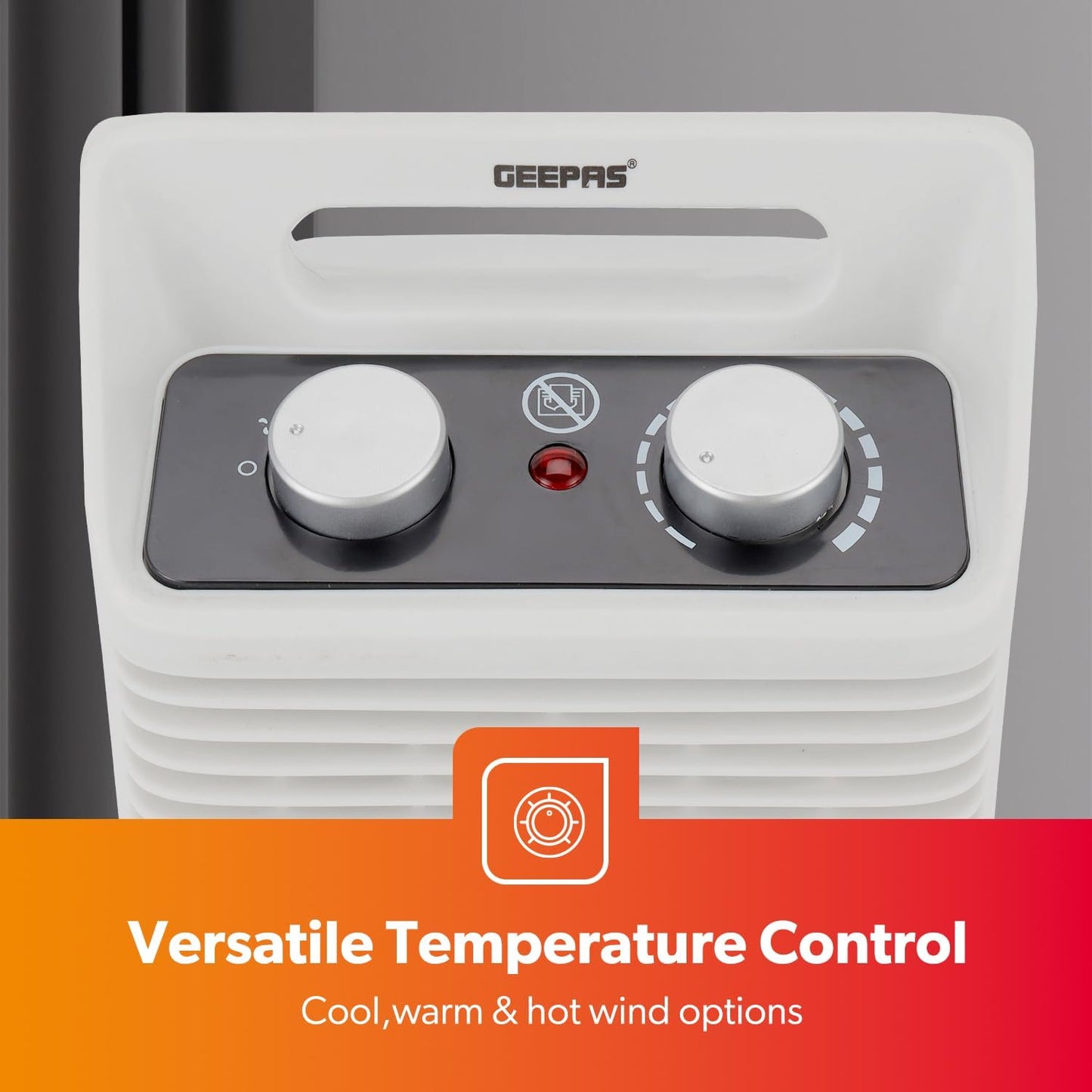 GEEPAS Portable Fan Heater 2000W | Low Running Cost with 2 Heat Settings 1000-2000W Safety Tip-Over Switch & Overheat Protection | Energy Efficient Heater with Cooling/Warm/Hot Mode | 2 Year Warranty