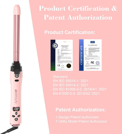 Bestauty Automatic Hair Curler, 4 in 1 Hair Curler with 19-32mm Interchangeable Ceramic Curling Tongs, 360° Rotating 160-220° C Curling Iron, Dual Voltage(Pink)