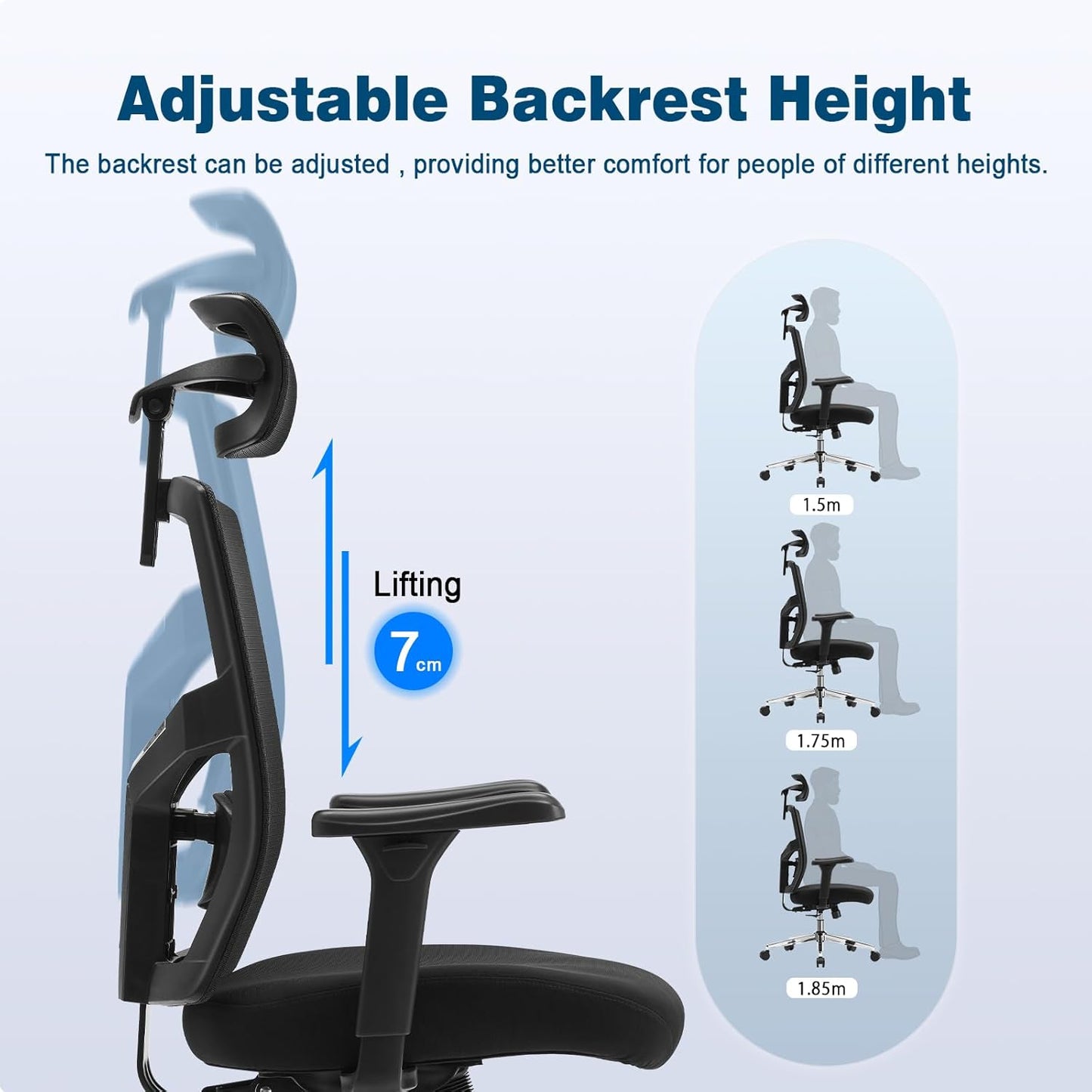 Magic Life Ergonomic Office Chair, Computer Desk Chair with Adjustable Headrest and Lumbar Support, High Back Cutton Cushion Swivel Chair for Home Office