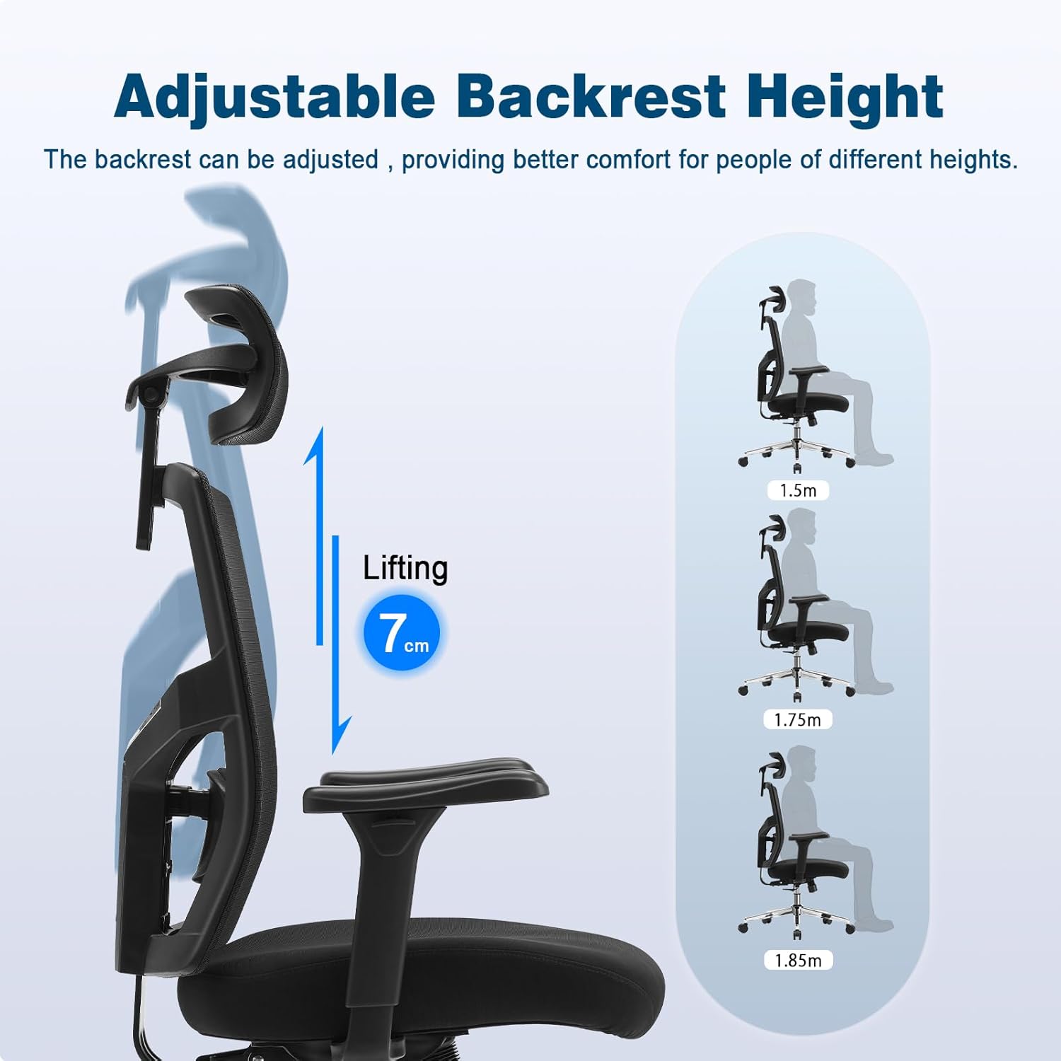 Magic Life Ergonomic Office Chair, Computer Desk Chair with Adjustable Headrest and Lumbar Support, High Back Cutton Cushion Swivel Chair for Home Office