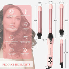 Bestauty Automatic Hair Curler, 4 in 1 Hair Curler with 19-32mm Interchangeable Ceramic Curling Tongs, 360° Rotating 160-220° C Curling Iron, Dual Voltage(Pink)
