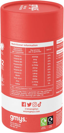 gmys Multivitamin+ Daily Wellbeing Gummies - Vitamin C Gummies with Zinc, Biotin & Folic Acid - Immune Support, Energy Boost & Beauty Enhancement - 12 Essential Nutrients - 60 Gummies