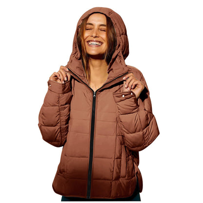 Womens Puffer Pullover Jacket Lightweight Quilted Dolman Hoodies Jackets Quarter Button Full Zip Casual Padded Coats Autumn and Winter Warm Baggy Comfort Outerwear for Hiking Traveling