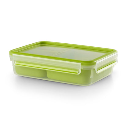 Tefal Master Seal To Go Salad Bowl, Round Food Storage, Clear, Green, 1 l