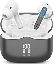 Wireless Earbuds, Bluetooth 5.3 Headphones in Ear with HiFi Stereo Deep Bass, 4 ENC Noise Cancelling Mic Wireless Earphones 40H Playtime, Bluetooth Earbuds Dual LED Display, IP7 Waterproof, Grey