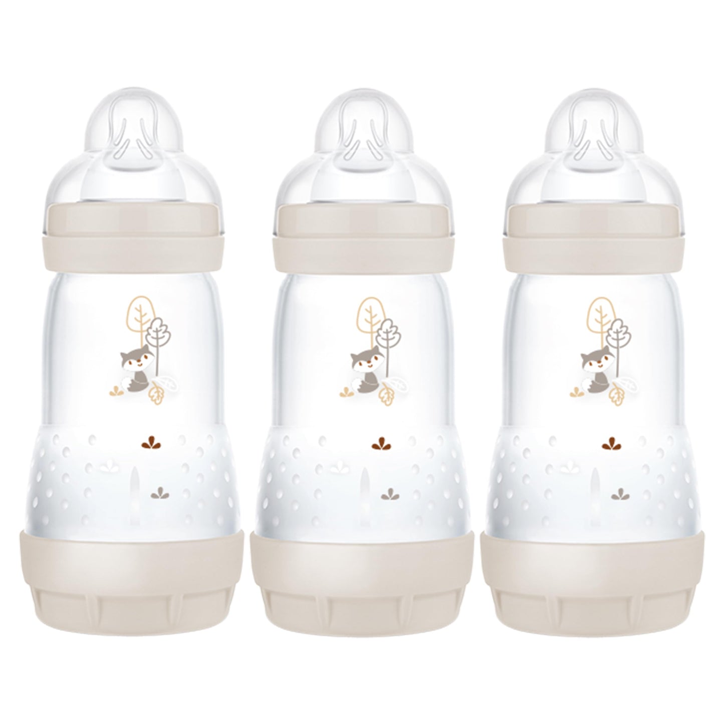 MAM Easy Start Anti-Colic Baby Bottles | 3 Pack (3 x 260) | Self-Sterlising Baby Milk Bottle | Medium Flow MAM Teats Size 2 | Newborn Essentials | Blue (Various Designs)