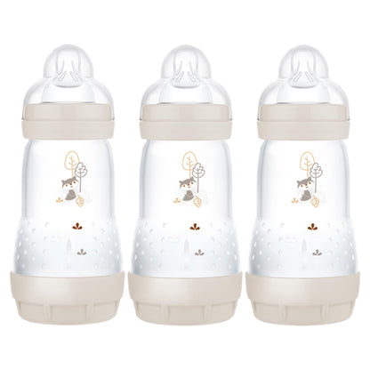MAM Easy Start Anti-Colic Baby Bottles | 3 Pack (3 x 260) | Self-Sterlising Baby Milk Bottle | Medium Flow MAM Teats Size 2 | Newborn Essentials | Blue (Various Designs)