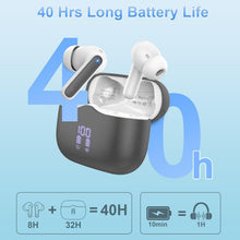 Wireless Earbuds, Bluetooth 5.3 Headphones in Ear with HiFi Stereo Deep Bass, 4 ENC Noise Cancelling Mic Wireless Earphones 40H Playtime, Bluetooth Earbuds Dual LED Display, IP7 Waterproof, Grey