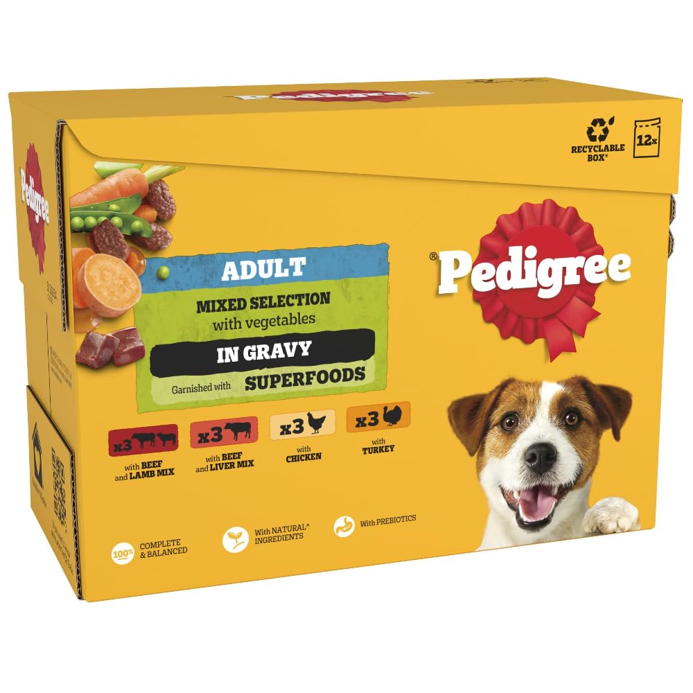 PEDIGREE - Adult Wet Dog Food Pouches - 40 x 100 g - Mixed Selection in Gravy - Dog Food Wet Bulk Pack