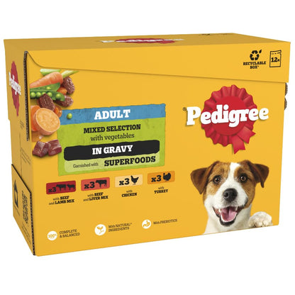 PEDIGREE - Adult Wet Dog Food Pouches - 40 x 100 g - Mixed Selection in Gravy - Dog Food Wet Bulk Pack