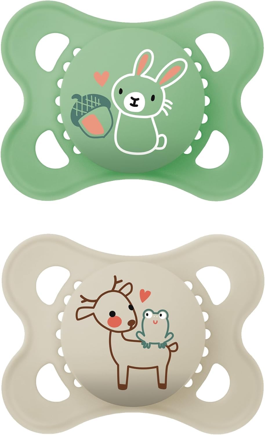 MAM Original Soothers | 0-6 Months | 2 Pack | Comes in Dummy Steriliser Case | Sustainable Materials | Baby Accessories for Newborn | Blue/Cream (Various Designs)