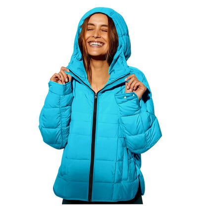 Womens Puffer Pullover Jacket Lightweight Quilted Dolman Hoodies Jackets Quarter Button Full Zip Casual Padded Coats Autumn and Winter Warm Baggy Comfort Outerwear for Hiking Traveling