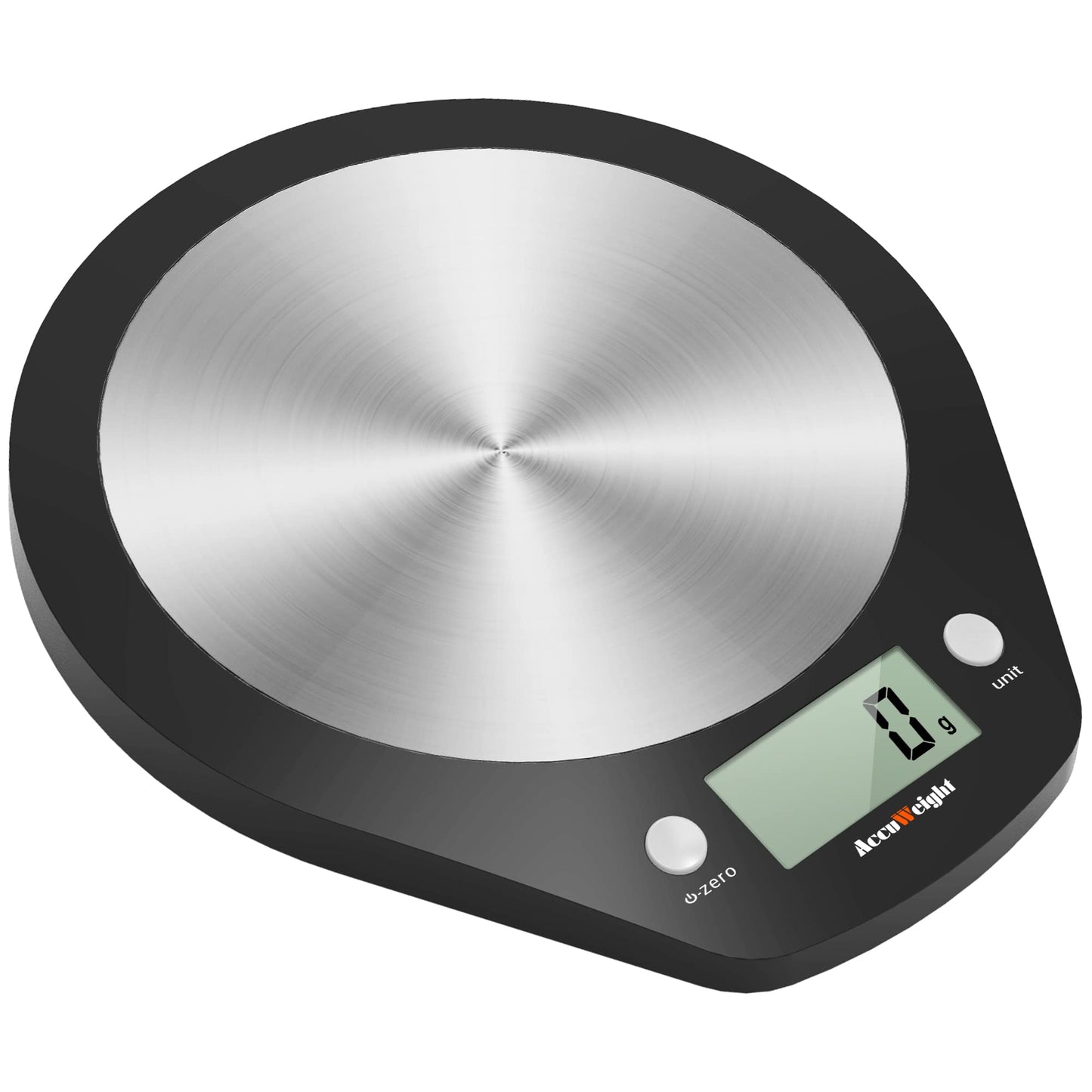 ACCUWEIGHT 201 Digital Kitchen Scales with Tempered Glass Platform (Batteries included), Electronic Weighing Food Scale with Backlit LCD, Multifunction for Office School Home Baking Cooking, 5kg/11lb