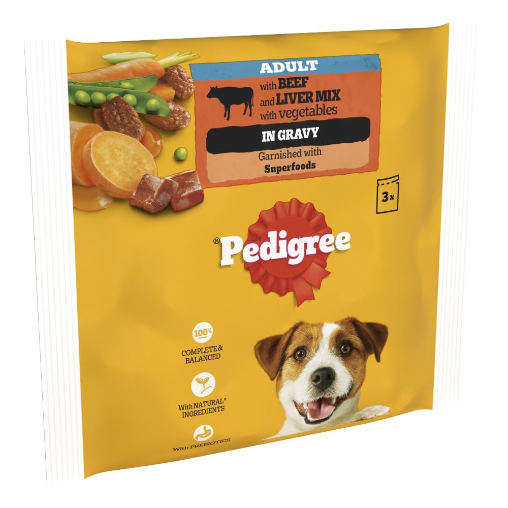 PEDIGREE - Adult Wet Dog Food Pouches - 40 x 100 g - Mixed Selection in Gravy - Dog Food Wet Bulk Pack