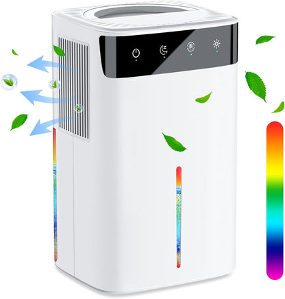 Dehumidifiers for Home-Dehumidifier Bedroom with Auto-Off,Quiet Energy-Saving Portable Small Dehumidifier with Auto Defrost & LED Lights,Sleep Mode,2.6L Mini Dehumidifiers for Bathroom,Office,RV-White