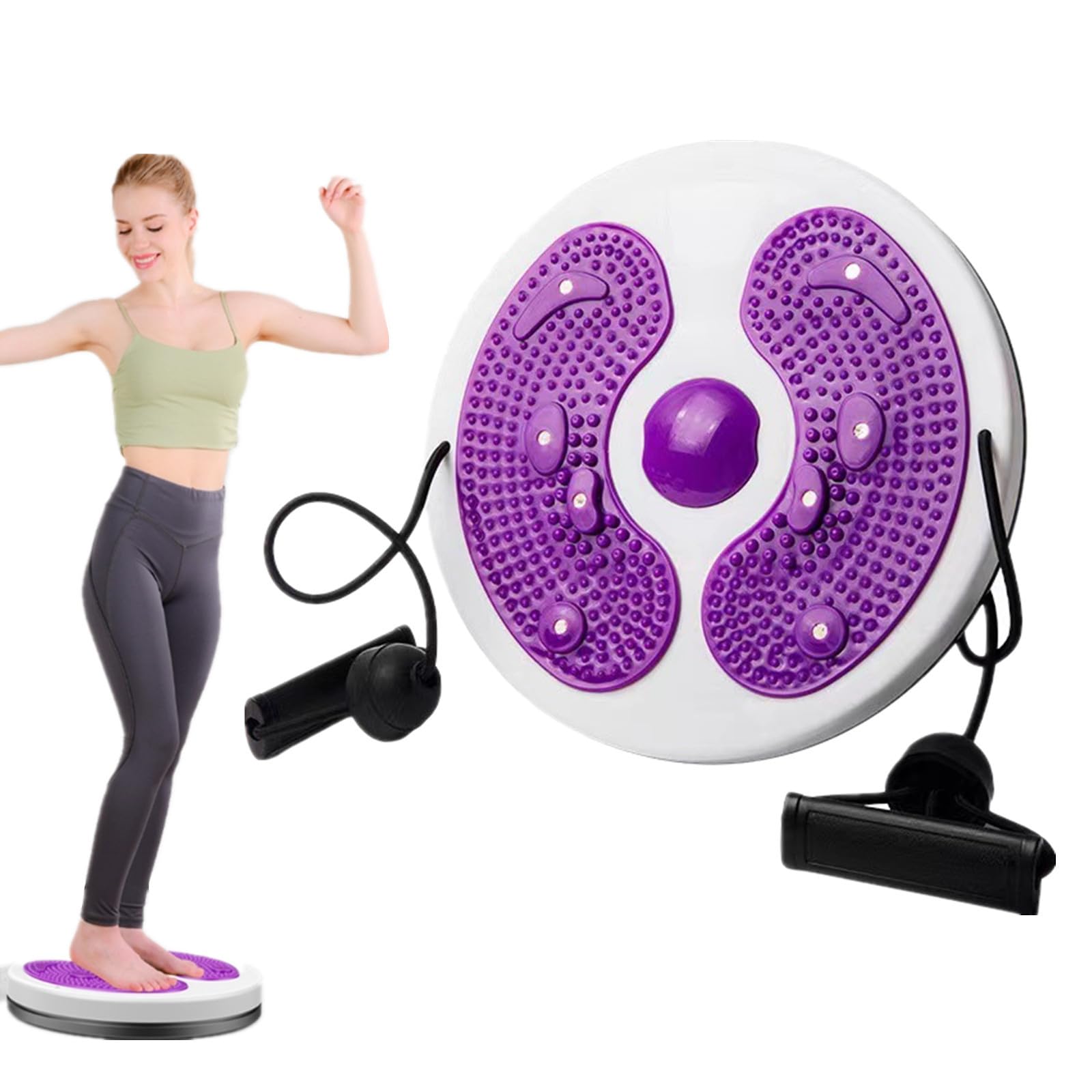Waist Twisting Disc, Waist Whisper with Resistance Bands and Foot Massage, Body Shaping Waist Whisper Twisting Disc Board, Waist Trainer Machine for Exercise and Toning Workout Decoration (C)