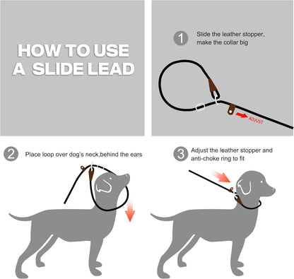 Fida Slip Rope Dog Lead | 1.8m, One-Size-Fits-All, Slip-On Rope Leash. Easy to Slip On, No Collar or Harness Needed. Durable & Weather Resistant Climbers Rope with Reflective Stitching (Green)