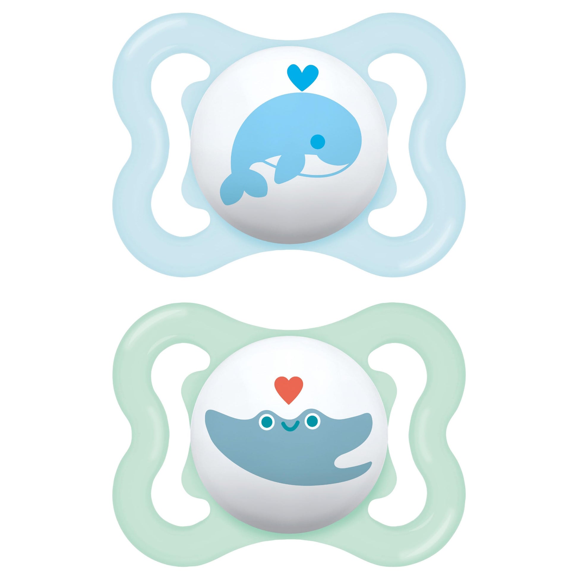 MAM Original Soothers | 0-6 Months | 2 Pack | Comes in Dummy Steriliser Case | Sustainable Materials | Baby Accessories for Newborn | Blue/Cream (Various Designs)