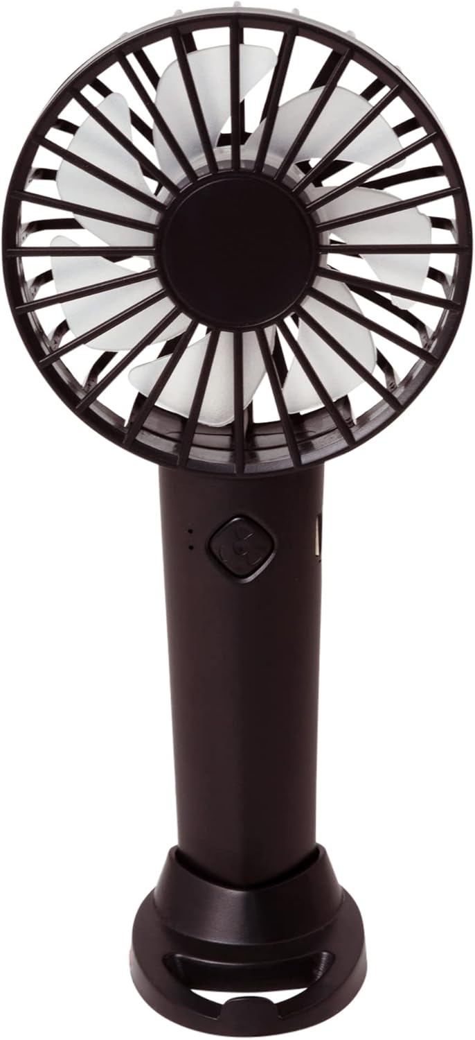 Handheld Fan, Hand Portable Fan with 3 Speeds | USB Rechargeable, Held Mini Handheld, Travel & Free Standing (Black)