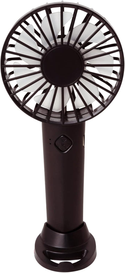 Handheld Fan, Hand Portable Fan with 3 Speeds | USB Rechargeable, Held Mini Handheld, Travel & Free Standing (Black)