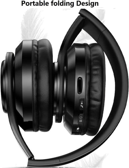 Bluetooth Headphones Over Ear, Wireless Headphones Over Ear, Foldable Lightweight Wireless Headphones with Built-in Noise Reduction Microphone for Online Class, Office, PC, Phone