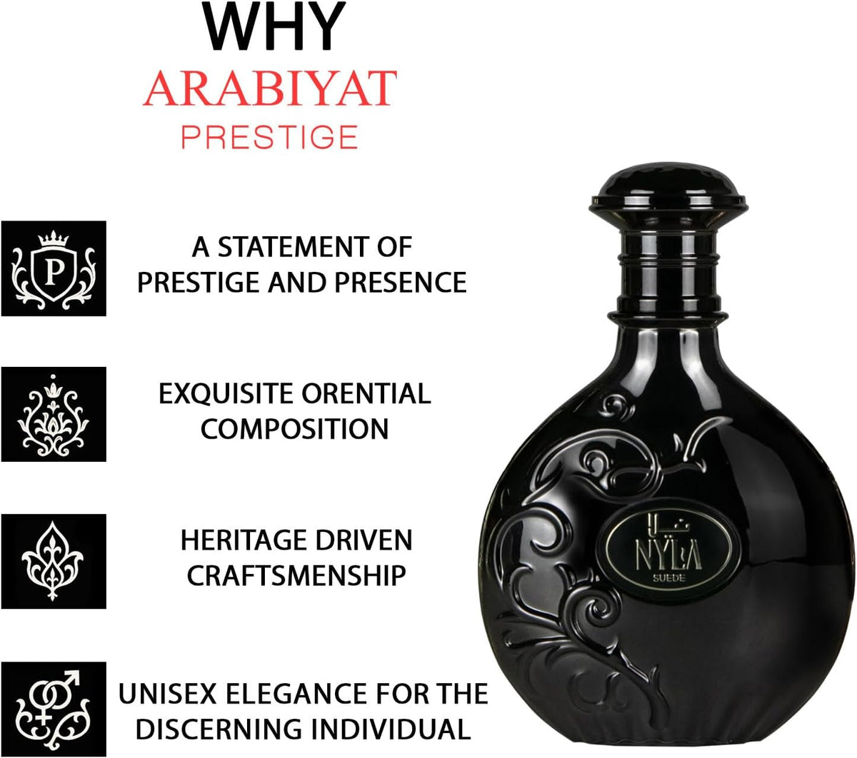 ARABIYAT PRESTIGE Nyla SUEDE Eau de Parfum, Unisex Fragrance - 80mls