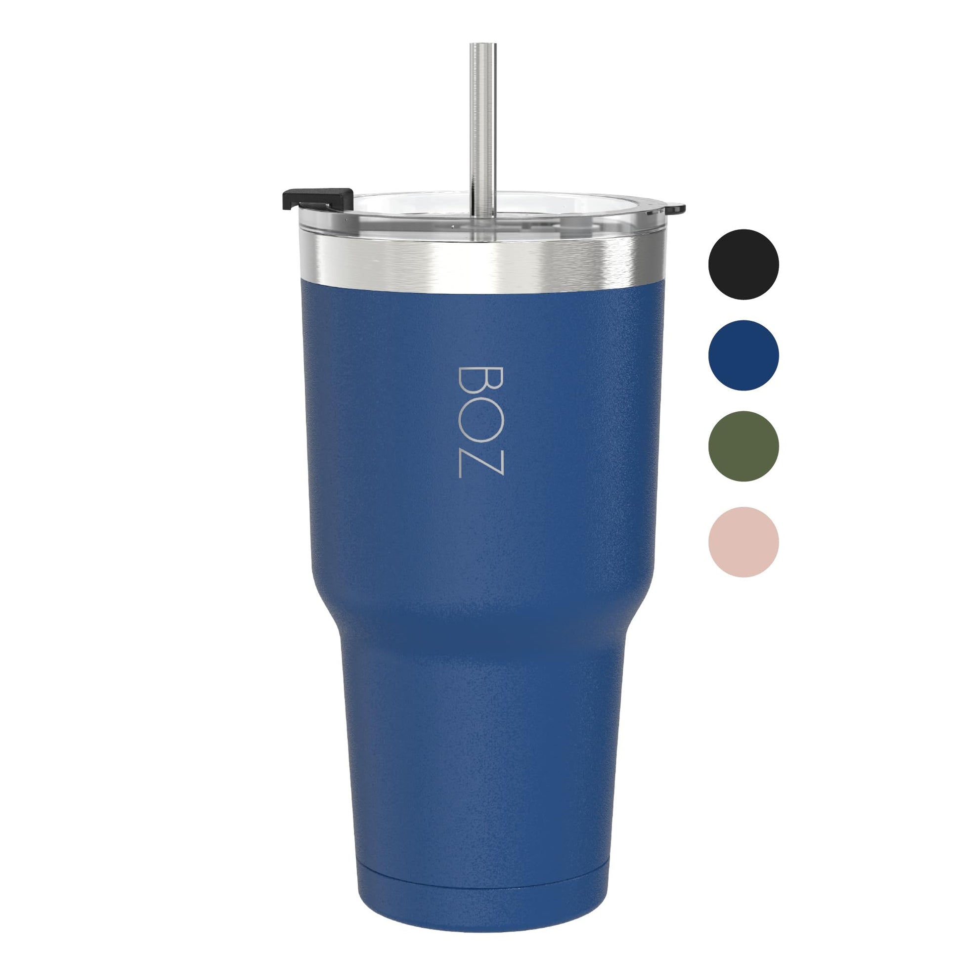 BOZ Tumbler - Tumbler with Lid and Straw - Insulated Tumbler Cup - Cups with Lid and Straw - Stainless Steel - Thermal Cup Perfect for Hot and Cold Drinks - BPA Free (650 ml / 22oz, Pink)