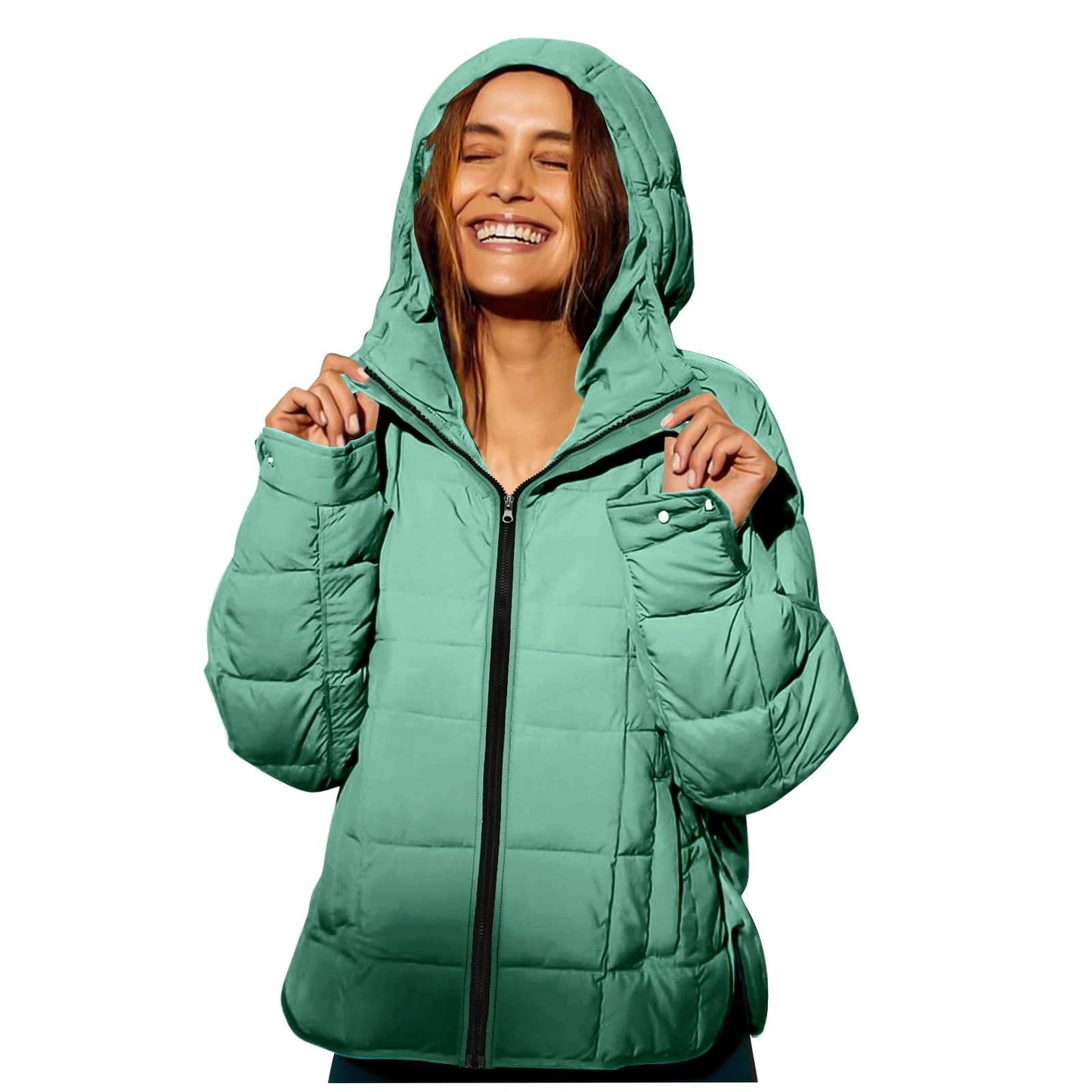 Womens Puffer Pullover Jacket Lightweight Quilted Dolman Hoodies Jackets Quarter Button Full Zip Casual Padded Coats Autumn and Winter Warm Baggy Comfort Outerwear for Hiking Traveling