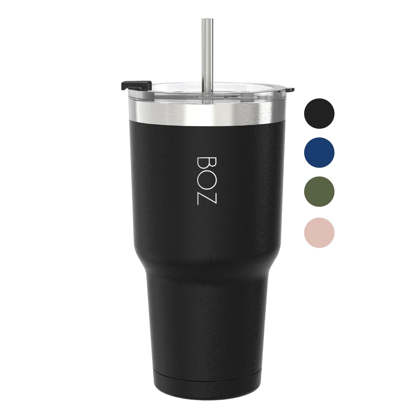 BOZ Insulated Tumbler Cup - Stainless Steel with Lid and Straw - Thermal Cup Perfect for Hot and Cold Drinks - BPA Free (650 ml / 22oz, Blue)