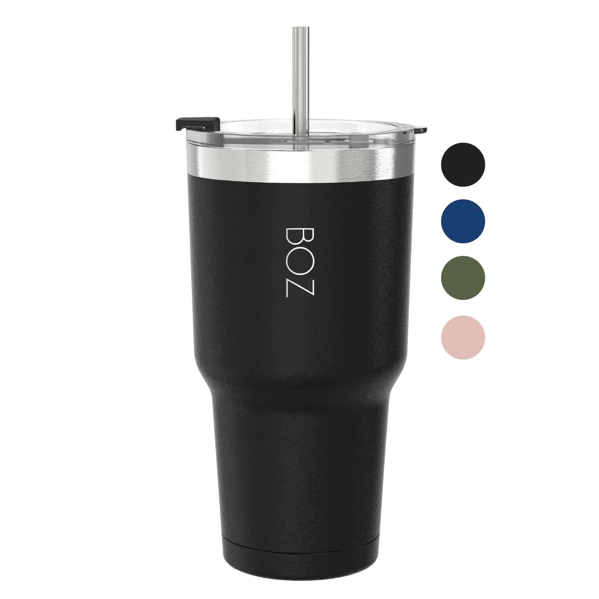 BOZ Tumbler - Tumbler with Lid and Straw - Insulated Tumbler Cup - Cups with Lid and Straw - Stainless Steel - Thermal Cup Perfect for Hot and Cold Drinks - BPA Free (650 ml / 22oz, Pink)