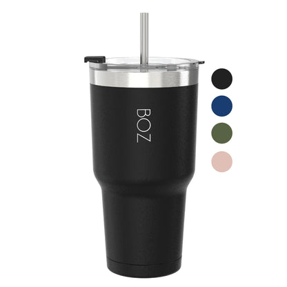 BOZ Tumbler - Tumbler with Lid and Straw - Insulated Tumbler Cup - Cups with Lid and Straw - Stainless Steel - Thermal Cup Perfect for Hot and Cold Drinks - BPA Free (650 ml / 22oz, Pink)