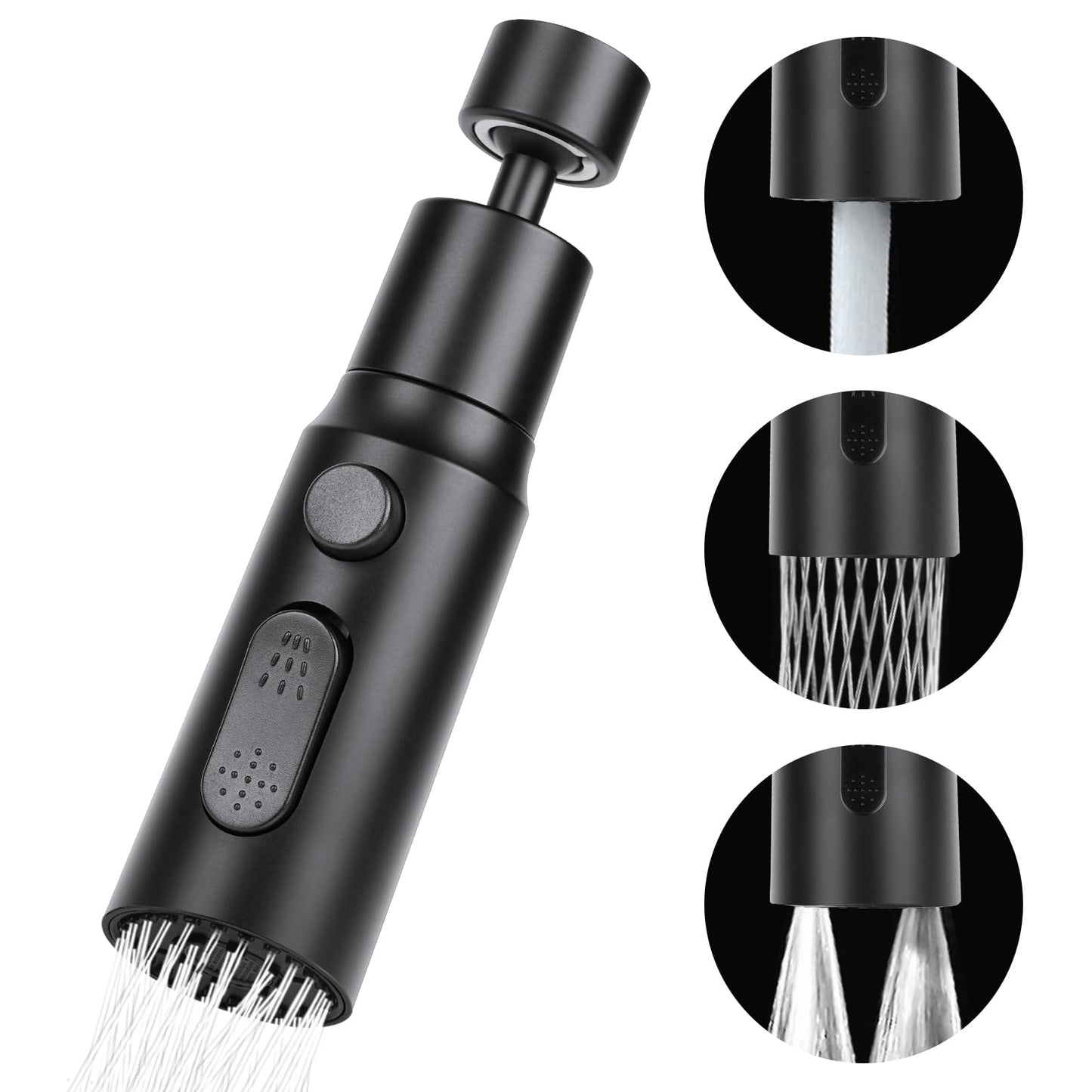 OSDUE Kitchen Tap Spray Head, 360° Swivel Spout, FM22 M24 Kitchen Sink Tap, Tap Faucet Attachment Spray with 3 Modes, Replacement Tap Bubbler Head Aerator,Tap Adapter Accessories,G1/2