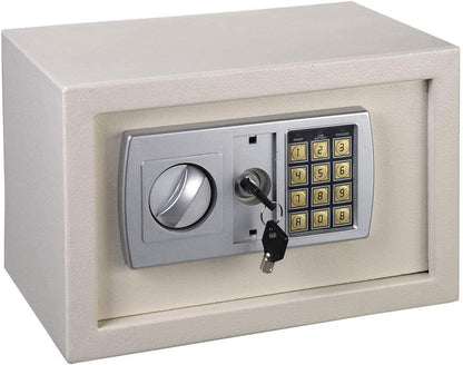 Safes for Home Fireproof Waterproof with 2 Manual Override Keys, 8.5L Security Safe Cash Box with Double Digital Keypad and Safety Key Lock Cabinet Safes, White