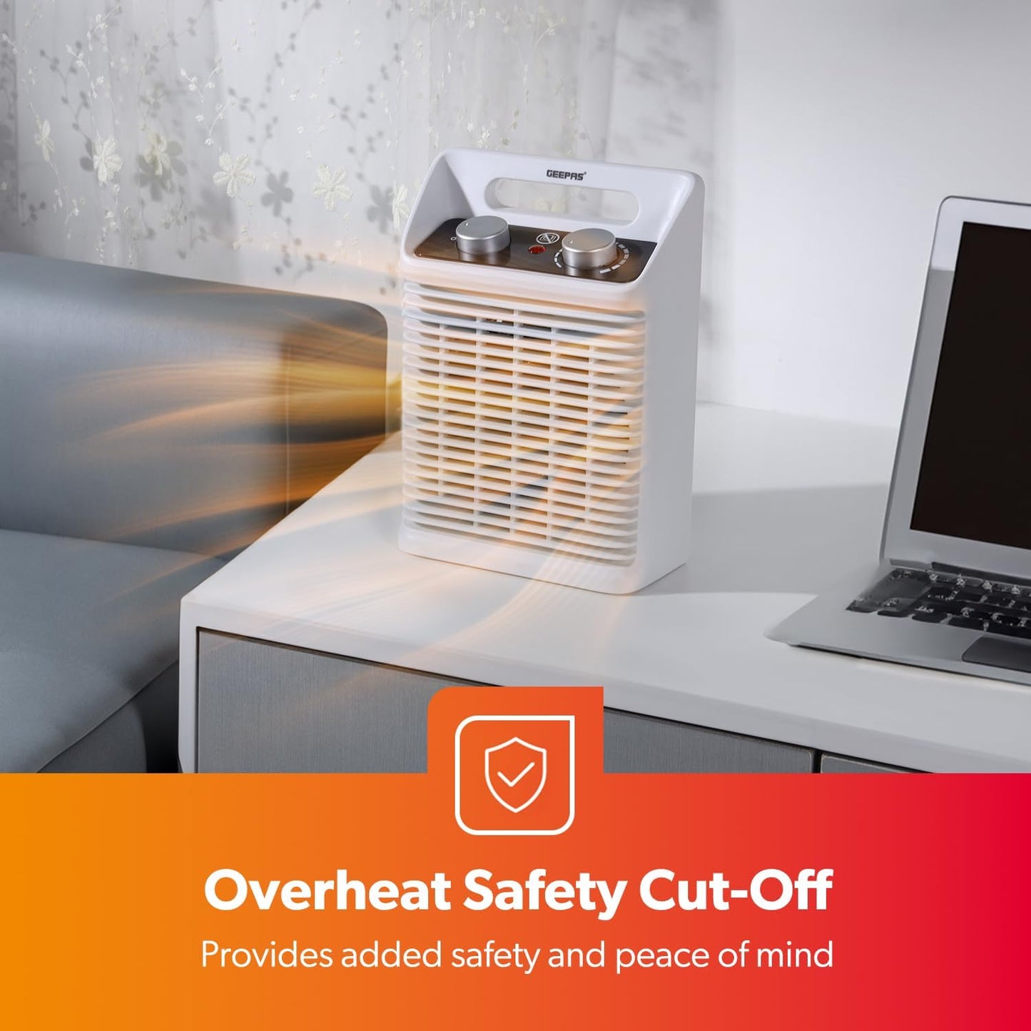 GEEPAS Portable Fan Heater 2000W | Low Running Cost with 2 Heat Settings 1000-2000W Safety Tip-Over Switch & Overheat Protection | Energy Efficient Heater with Cooling/Warm/Hot Mode | 2 Year Warranty