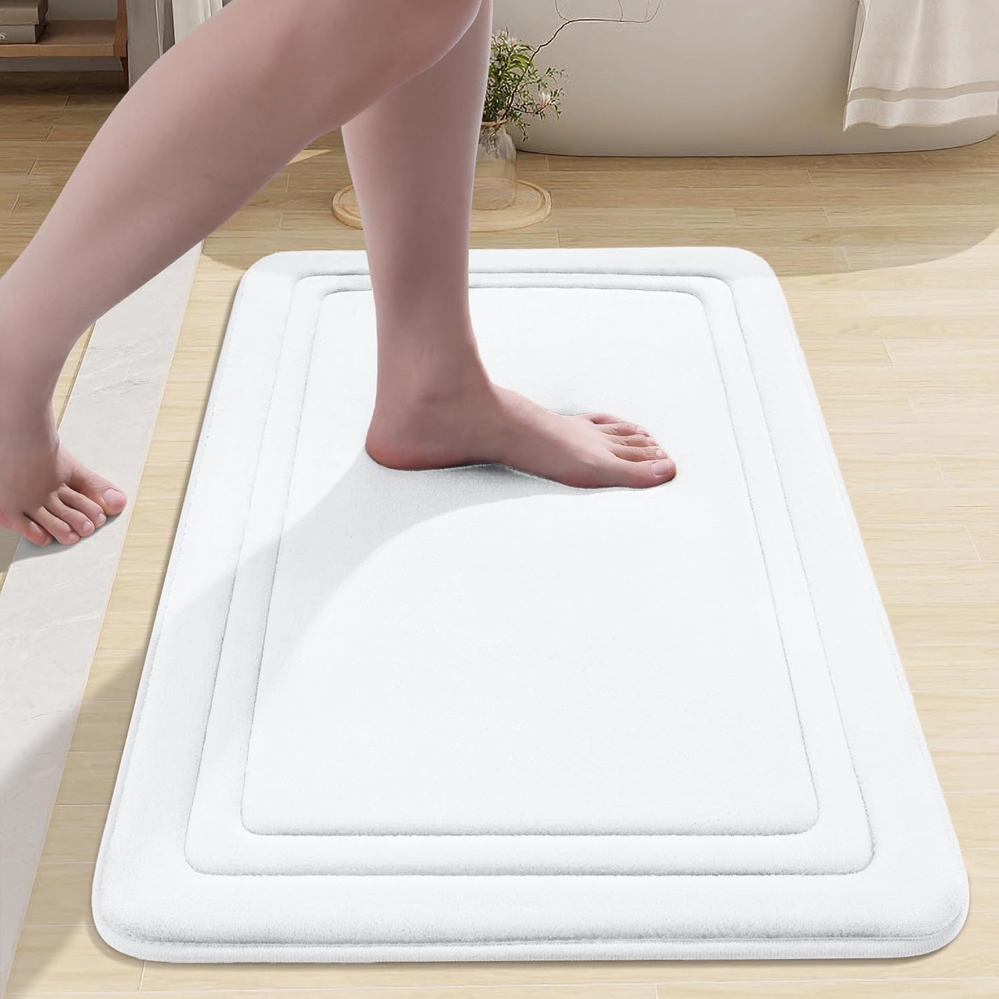 smiry Memory Foam Bath Mat - 40 x 60cm, Non-Slip, Super Absorbent, Comfortable - Machine-Washable Floor Rug, Dark Grey