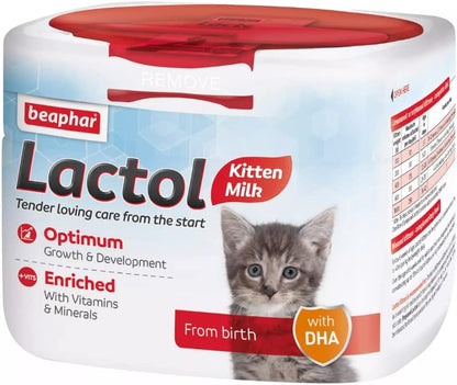Beaphar | Lactol Kitten Milk | Milk Replacer | Complete Feed for Newborn & Weaning Kittens | DHA & Taurine | Suitable for Hand Rearing | For Kittens from Birth | 250g