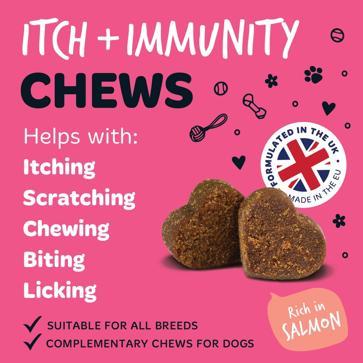 BUGALUGS Itch & Immunity Dog Treats – Helps Soothe Itchy Skin, Paws, Ears - Licking, Scratching - Perfect for Small, Medium & Large Dogs