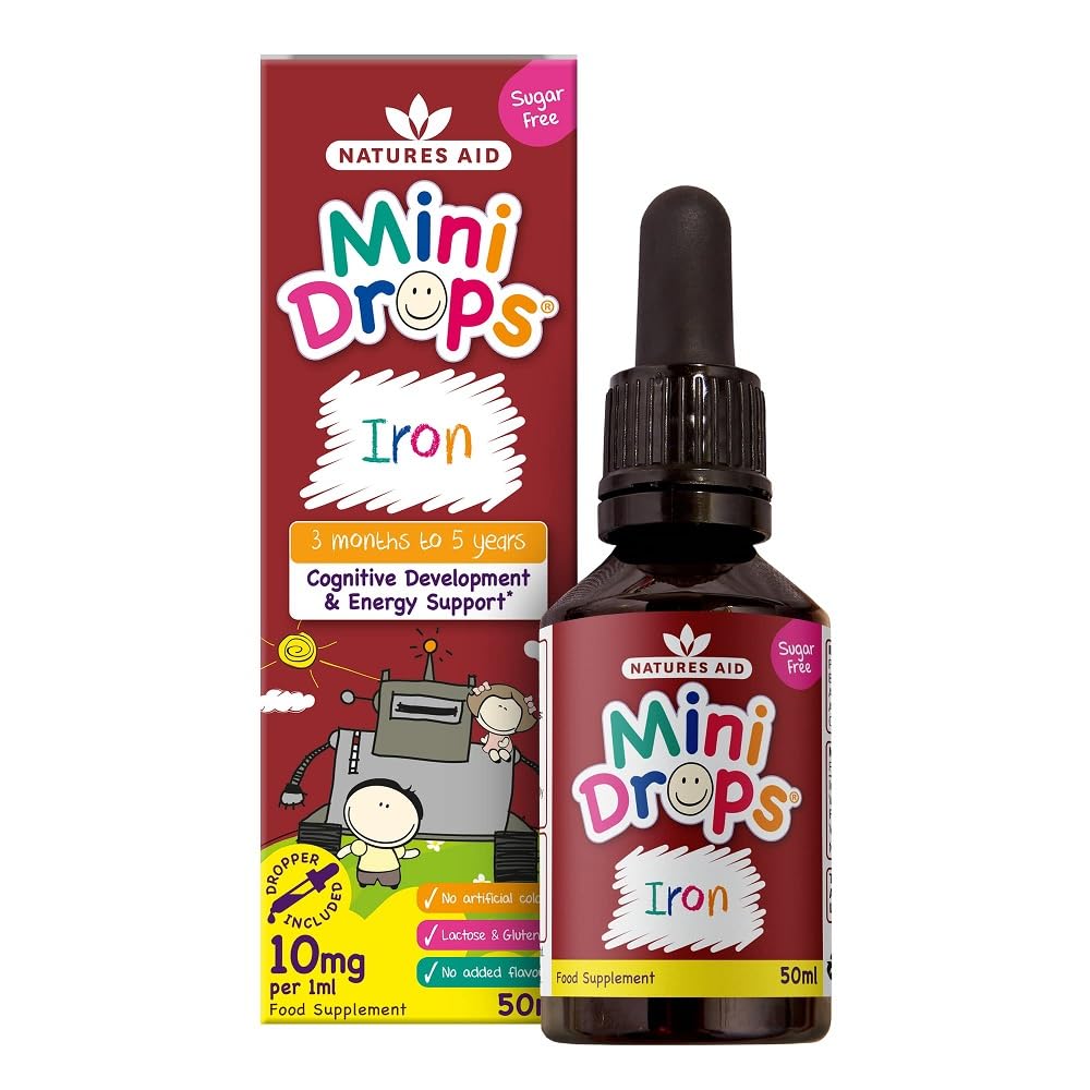 Natures Aid Mini Drops Multi-Vitamin for Babies & Kids 50ml – 9 Essential Vitamins Support Growth & Immune Health for Children Age 0-5 Years Old – Sugar Free Vegan Non-GMO Gluten-Free Dropper Included
