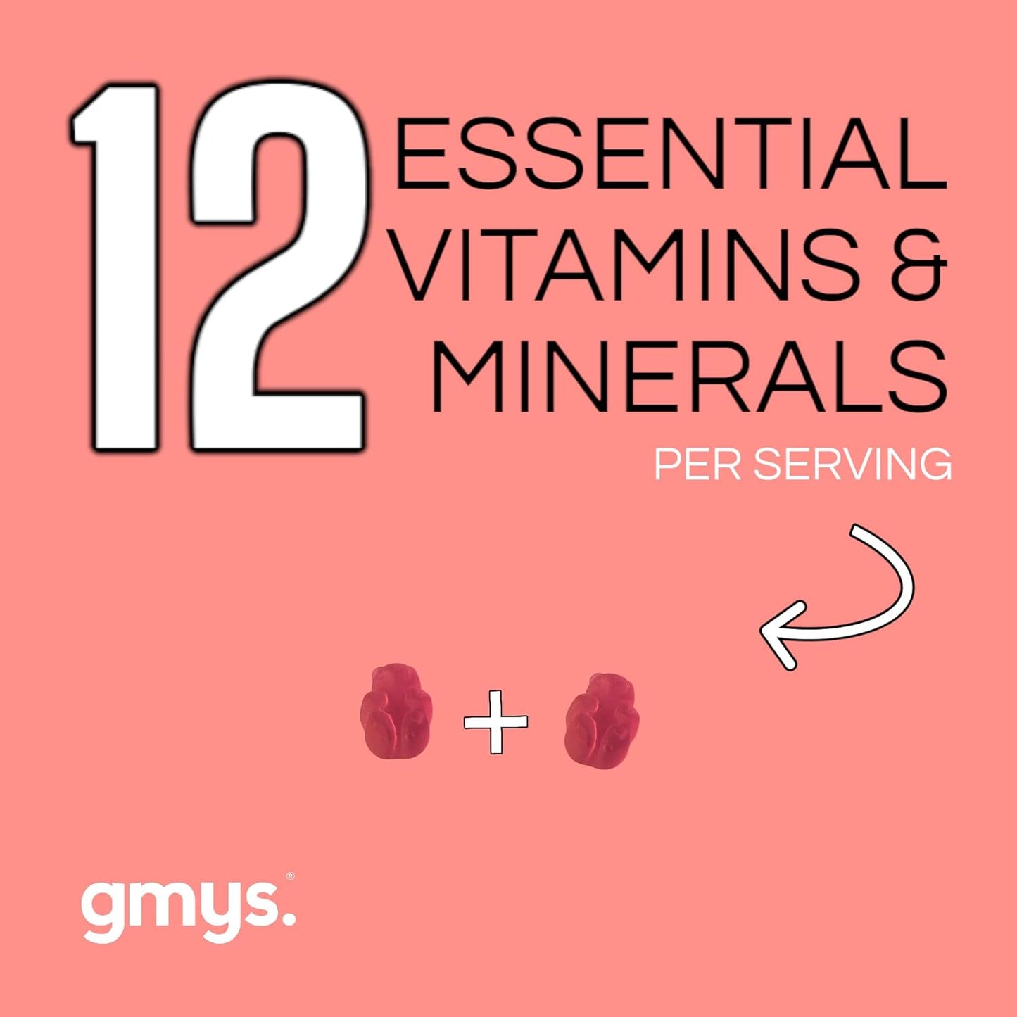 gmys Multivitamin+ Daily Wellbeing Gummies - Vitamin C Gummies with Zinc, Biotin & Folic Acid - Immune Support, Energy Boost & Beauty Enhancement - 12 Essential Nutrients - 60 Gummies