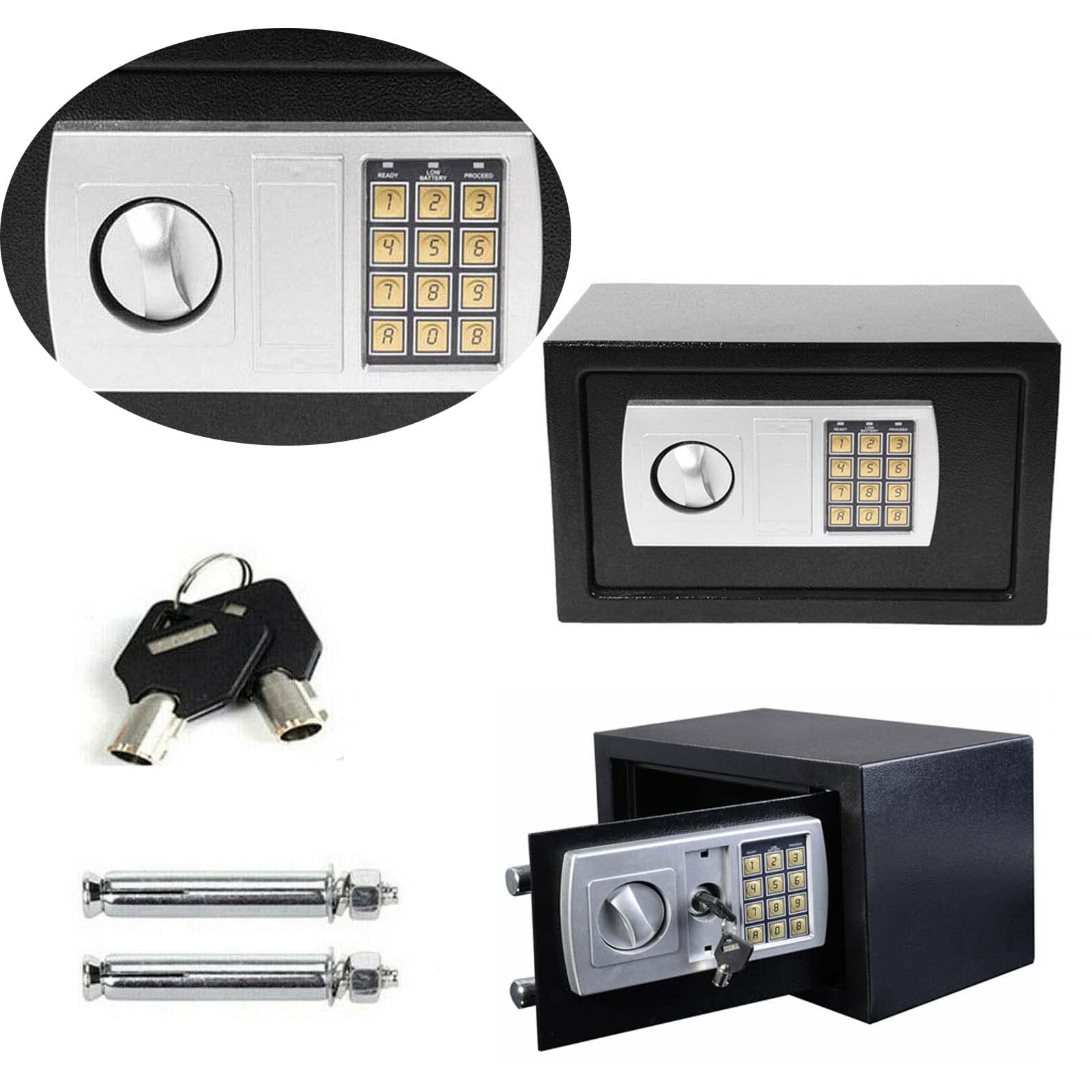 Safes for Home Fireproof Waterproof with 2 Manual Override Keys, 8.5L Security Safe Cash Box with Double Digital Keypad and Safety Key Lock Cabinet Safes, White