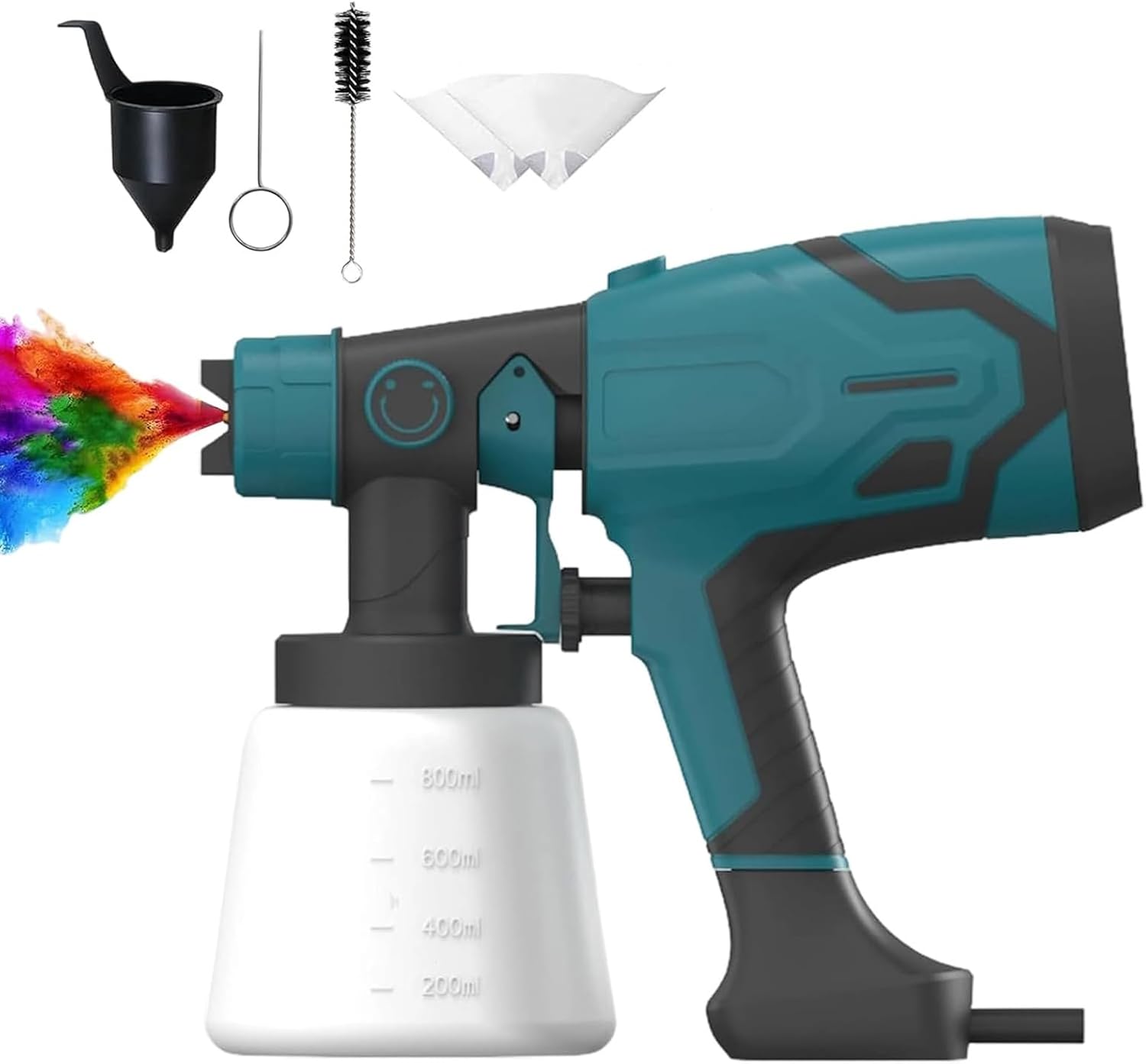 Paint Sprayer 400W, Electric Paint Spray Gun with 800ML Container, Fence Paint Sprayer with 4 Nozzles & 3 Patterns, Adjustable Flow for Walls and Ceilings, Furniture (No battery)