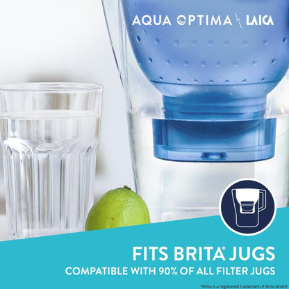 Aqua Optima Evolve+ Water Filter Cartridges, 3 Pack - Fits Brita Jugs & Alternative for Maxtra Filters - Reduces Limescale, Chlorine and Other Impurities - By Laica (Packaging May Vary)