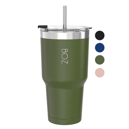BOZ Tumbler - Tumbler with Lid and Straw - Insulated Tumbler Cup - Cups with Lid and Straw - Stainless Steel - Thermal Cup Perfect for Hot and Cold Drinks - BPA Free (650 ml / 22oz, Pink)