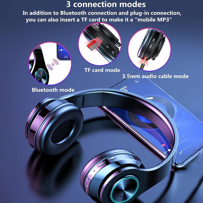 Bluetooth Headphones Over Ear, Wireless Headphones Over Ear, Foldable Lightweight Wireless Headphones with Built-in Noise Reduction Microphone for Online Class, Office, PC, Phone